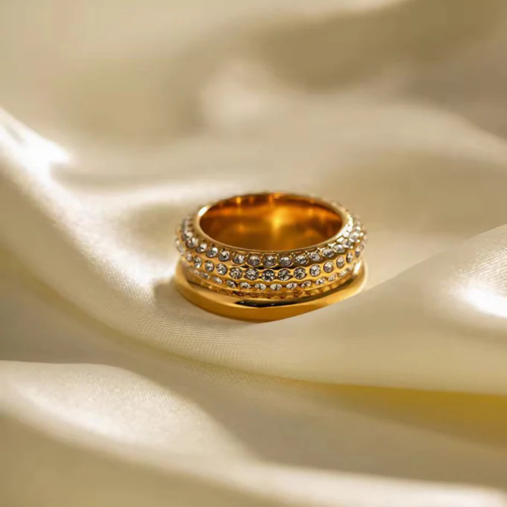 Stainless steel and zircone stone ring