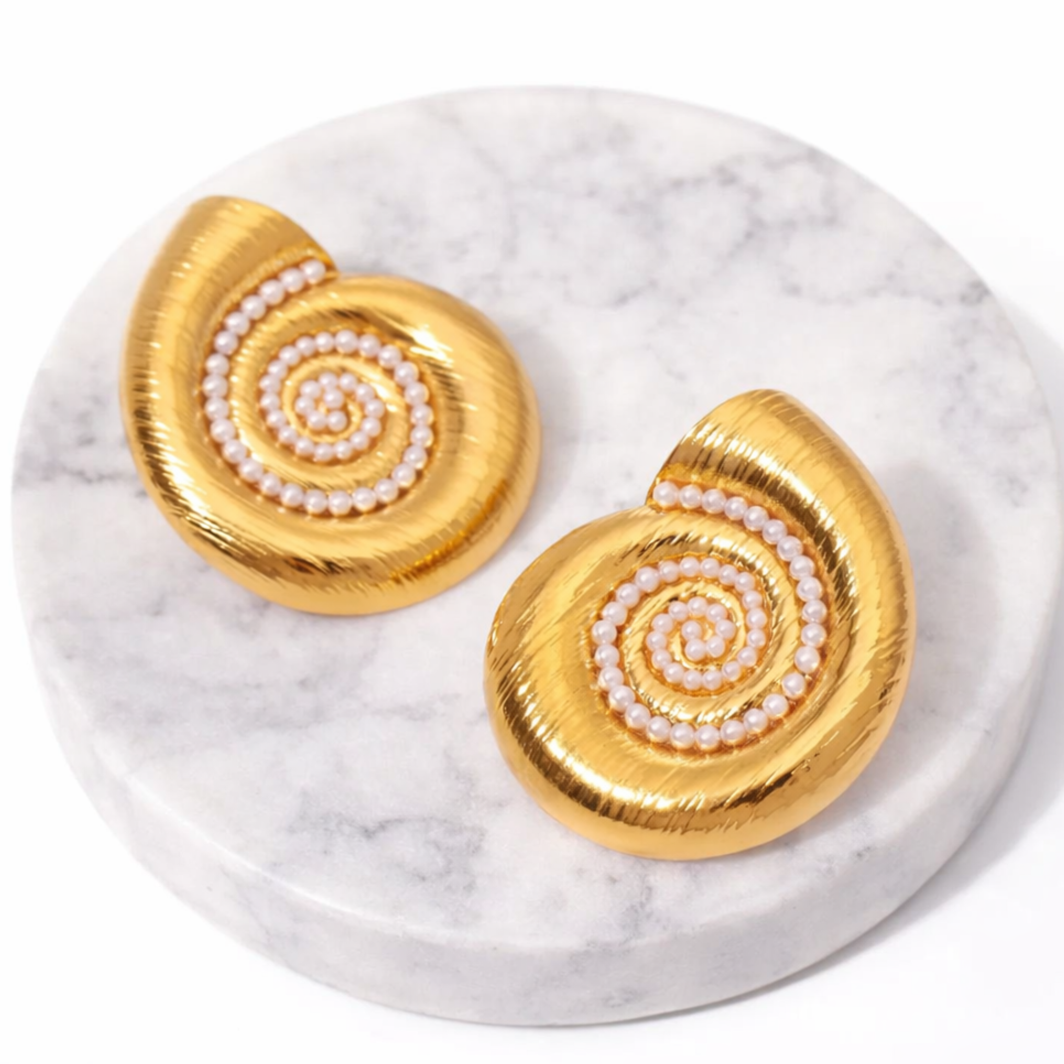 SeaShell shaped stainless steel and zircone stones earings