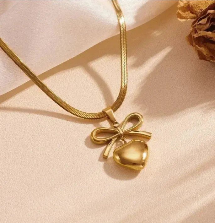 Bow Heart Necklace